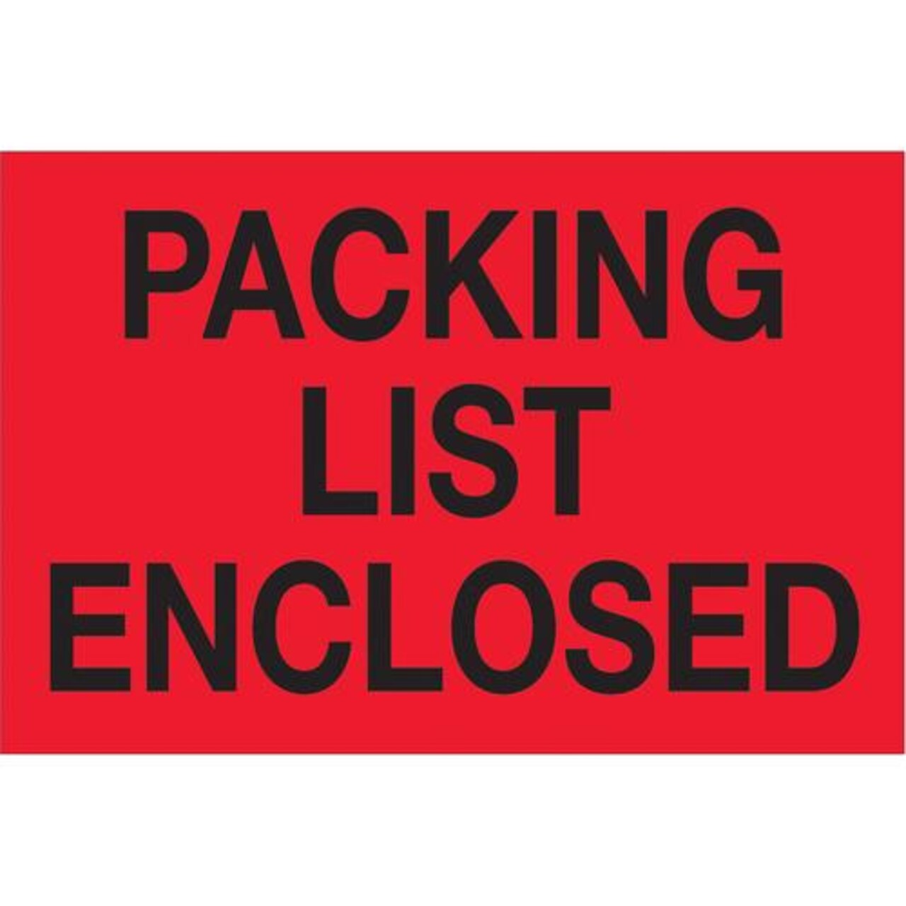 Tape Logic Labels, "Packing List Enclosed", 2" x 3", Fluorescent Red, 500/Roll
